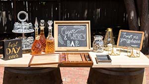 Cigar and Whiskey Bar at a Wedding